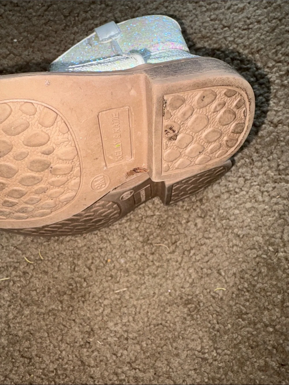 Kelly & Katie White Iridescent Glitter Kids Zip Boots
